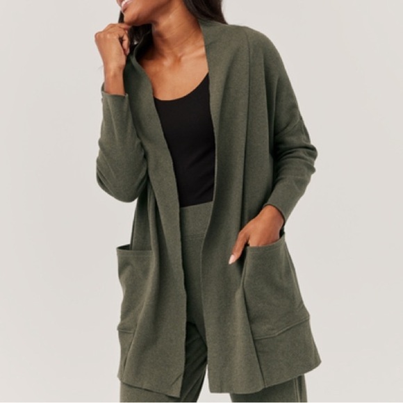 Pact Sweaters - Pact Airplane Organic Cotton Open Knit Cardigan Comfy Minimalist Green Size M/L